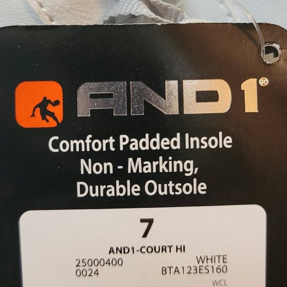 NEW AND1 Boys Court High Top Basketball Sneakers - White Shoes - Picture 11 of 11